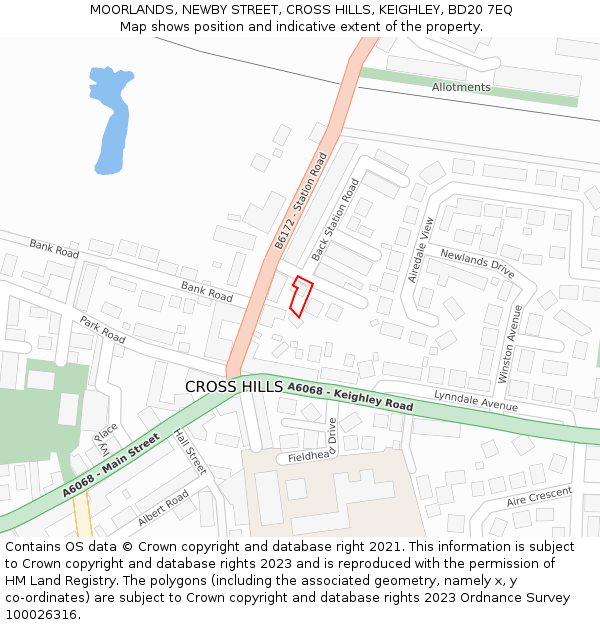 MOORLANDS, NEWBY STREET, CROSS HILLS, KEIGHLEY, BD20 7EQ: Location map and indicative extent of plot