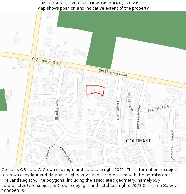 MOORSEND, LIVERTON, NEWTON ABBOT, TQ12 6HH: Location map and indicative extent of plot