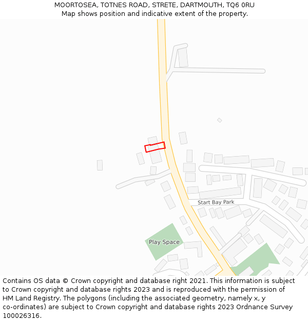 MOORTOSEA, TOTNES ROAD, STRETE, DARTMOUTH, TQ6 0RU: Location map and indicative extent of plot