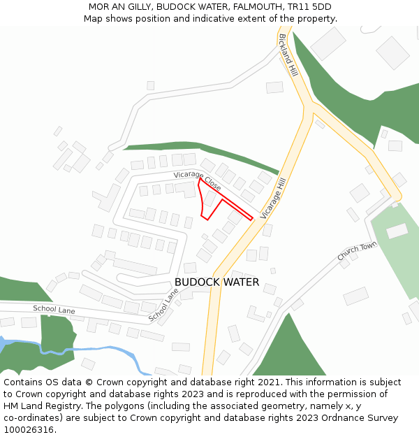 MOR AN GILLY, BUDOCK WATER, FALMOUTH, TR11 5DD: Location map and indicative extent of plot