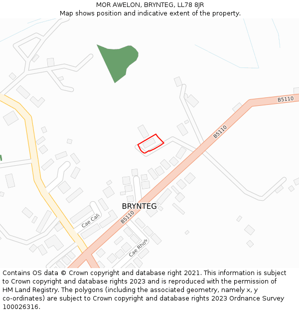 MOR AWELON, BRYNTEG, LL78 8JR: Location map and indicative extent of plot