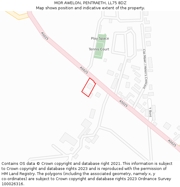 MOR AWELON, PENTRAETH, LL75 8DZ: Location map and indicative extent of plot