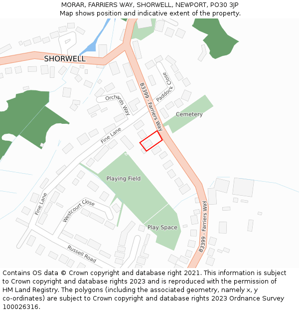 MORAR, FARRIERS WAY, SHORWELL, NEWPORT, PO30 3JP: Location map and indicative extent of plot