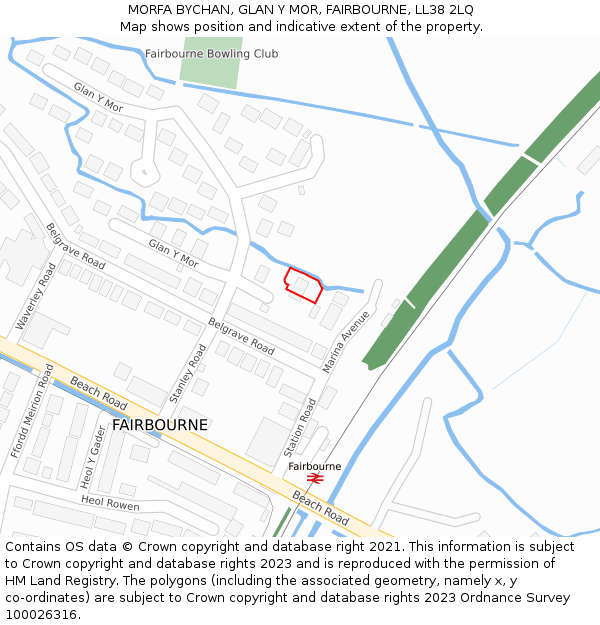 MORFA BYCHAN, GLAN Y MOR, FAIRBOURNE, LL38 2LQ: Location map and indicative extent of plot