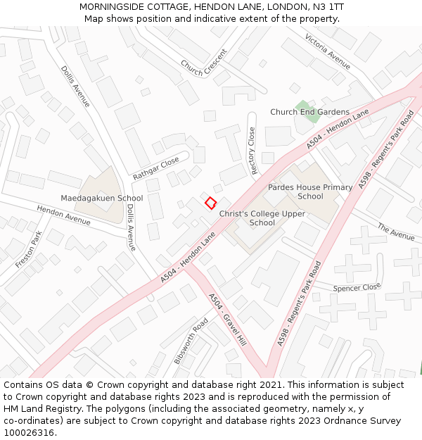 MORNINGSIDE COTTAGE, HENDON LANE, LONDON, N3 1TT: Location map and indicative extent of plot