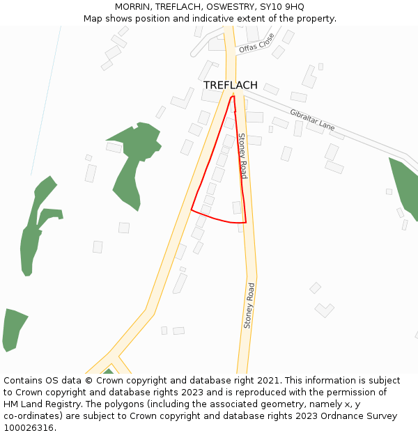 MORRIN, TREFLACH, OSWESTRY, SY10 9HQ: Location map and indicative extent of plot
