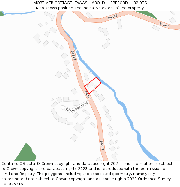 MORTIMER COTTAGE, EWYAS HAROLD, HEREFORD, HR2 0ES: Location map and indicative extent of plot