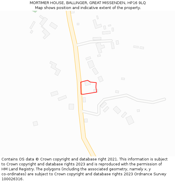 MORTIMER HOUSE, BALLINGER, GREAT MISSENDEN, HP16 9LQ: Location map and indicative extent of plot