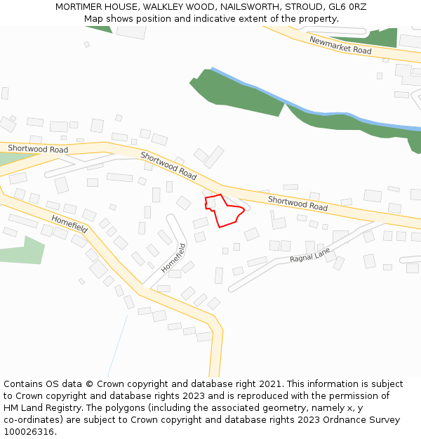 MORTIMER HOUSE, WALKLEY WOOD, NAILSWORTH, STROUD, GL6 0RZ: Location map and indicative extent of plot