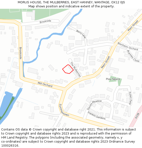 MORUS HOUSE, THE MULBERRIES, EAST HANNEY, WANTAGE, OX12 0JS: Location map and indicative extent of plot