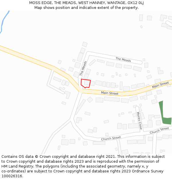 MOSS EDGE, THE MEADS, WEST HANNEY, WANTAGE, OX12 0LJ: Location map and indicative extent of plot