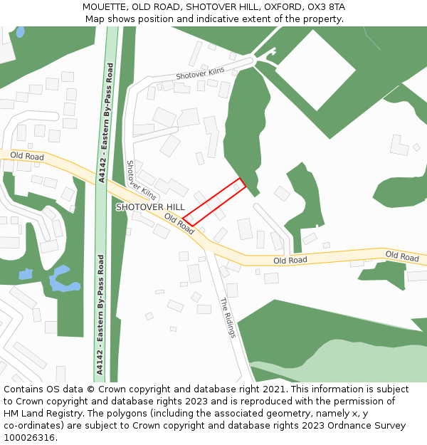 MOUETTE, OLD ROAD, SHOTOVER HILL, OXFORD, OX3 8TA: Location map and indicative extent of plot