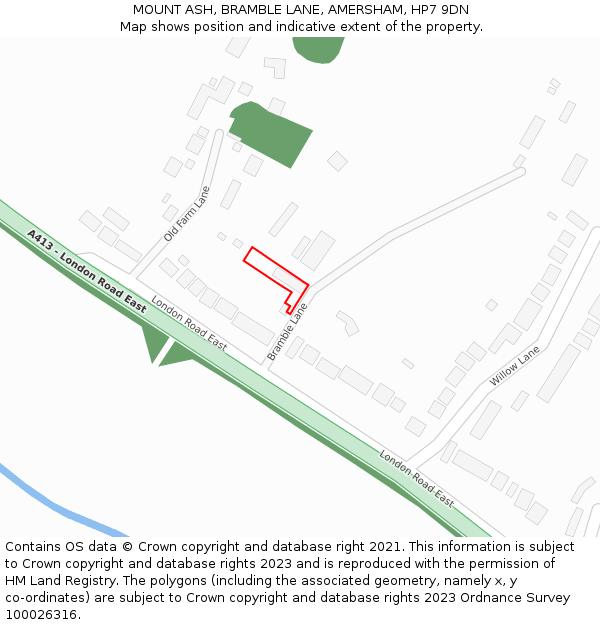 MOUNT ASH, BRAMBLE LANE, AMERSHAM, HP7 9DN: Location map and indicative extent of plot