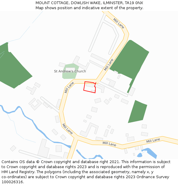 MOUNT COTTAGE, DOWLISH WAKE, ILMINSTER, TA19 0NX: Location map and indicative extent of plot