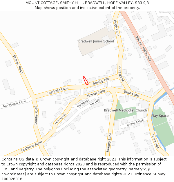 MOUNT COTTAGE, SMITHY HILL, BRADWELL, HOPE VALLEY, S33 9JR: Location map and indicative extent of plot