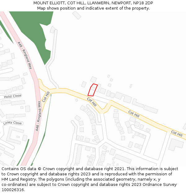 MOUNT ELLIOTT, COT HILL, LLANWERN, NEWPORT, NP18 2DP: Location map and indicative extent of plot