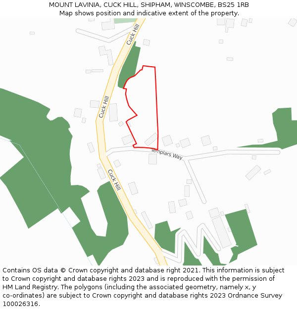 MOUNT LAVINIA, CUCK HILL, SHIPHAM, WINSCOMBE, BS25 1RB: Location map and indicative extent of plot