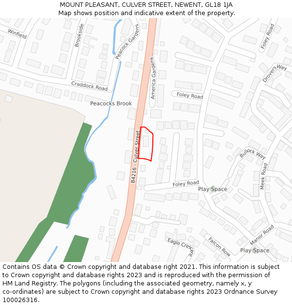 MOUNT PLEASANT, CULVER STREET, NEWENT, GL18 1JA: Location map and indicative extent of plot