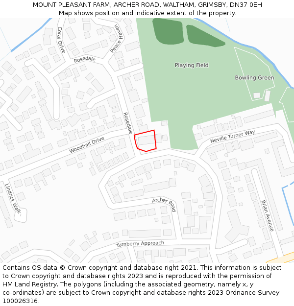 MOUNT PLEASANT FARM, ARCHER ROAD, WALTHAM, GRIMSBY, DN37 0EH: Location map and indicative extent of plot