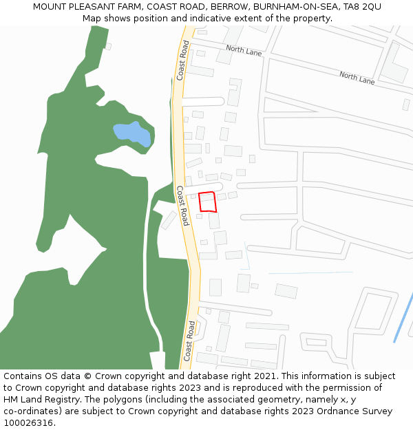 MOUNT PLEASANT FARM, COAST ROAD, BERROW, BURNHAM-ON-SEA, TA8 2QU: Location map and indicative extent of plot