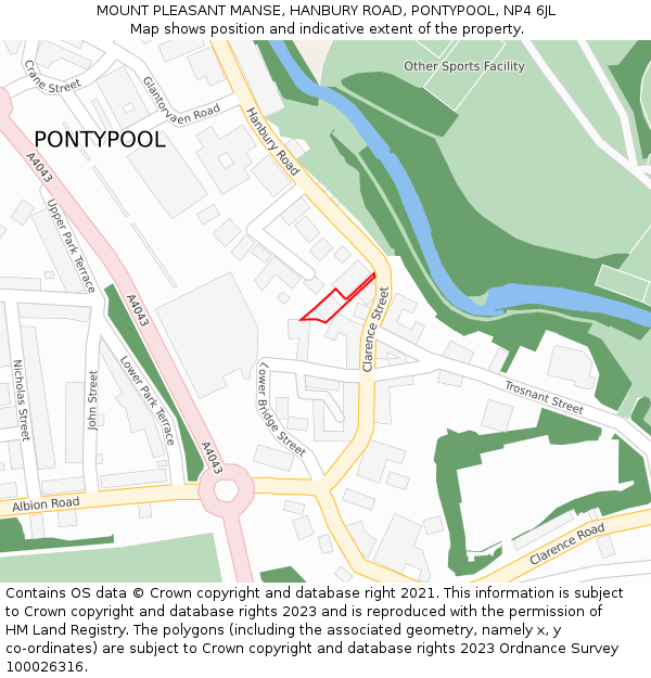 MOUNT PLEASANT MANSE, HANBURY ROAD, PONTYPOOL, NP4 6JL: Location map and indicative extent of plot