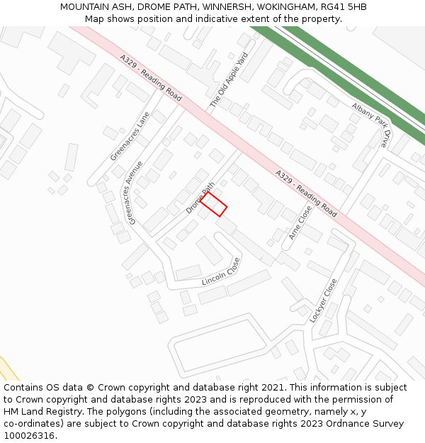 MOUNTAIN ASH, DROME PATH, WINNERSH, WOKINGHAM, RG41 5HB: Location map and indicative extent of plot
