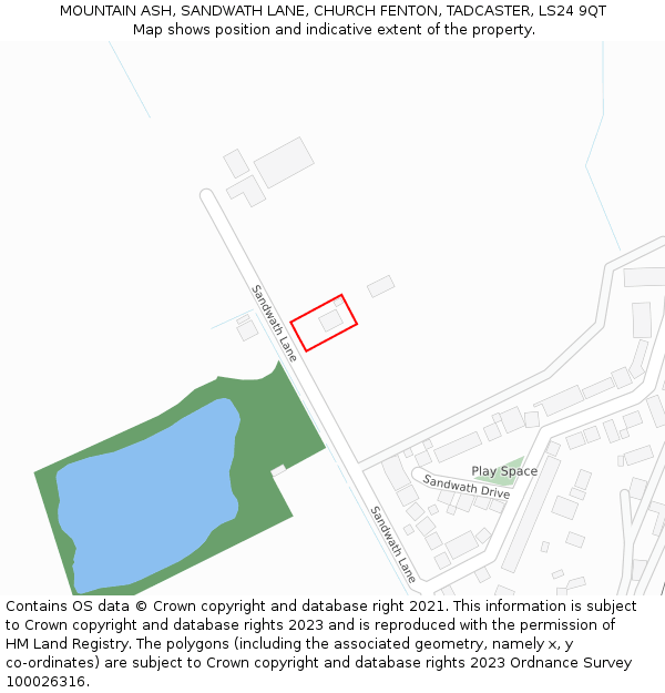 MOUNTAIN ASH, SANDWATH LANE, CHURCH FENTON, TADCASTER, LS24 9QT: Location map and indicative extent of plot