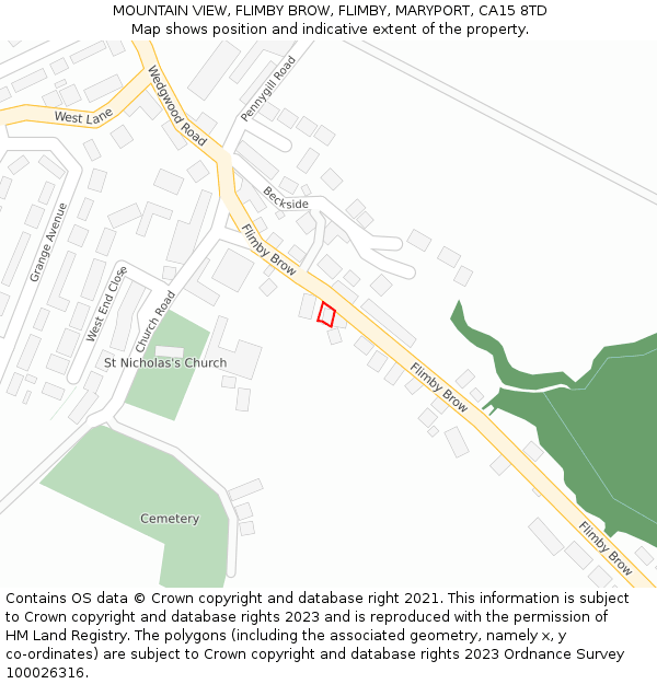 MOUNTAIN VIEW, FLIMBY BROW, FLIMBY, MARYPORT, CA15 8TD: Location map and indicative extent of plot