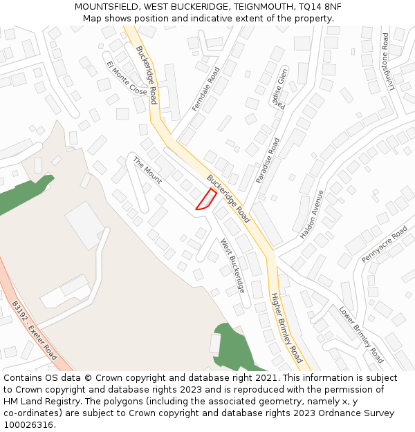 MOUNTSFIELD, WEST BUCKERIDGE, TEIGNMOUTH, TQ14 8NF: Location map and indicative extent of plot