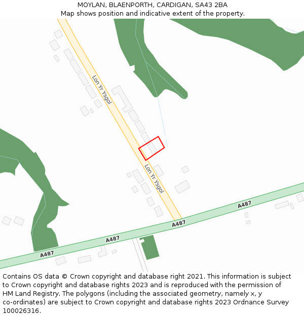 MOYLAN, BLAENPORTH, CARDIGAN, SA43 2BA: Location map and indicative extent of plot