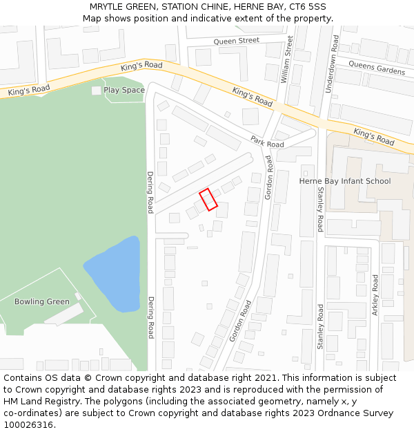 MRYTLE GREEN, STATION CHINE, HERNE BAY, CT6 5SS: Location map and indicative extent of plot