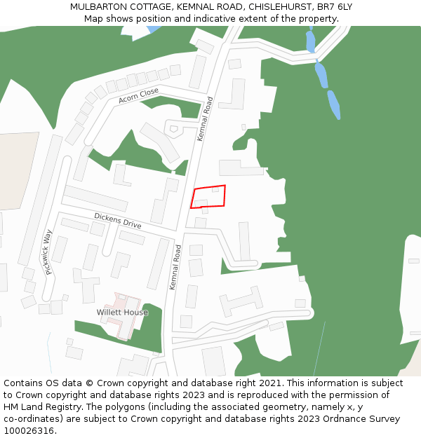 MULBARTON COTTAGE, KEMNAL ROAD, CHISLEHURST, BR7 6LY: Location map and indicative extent of plot