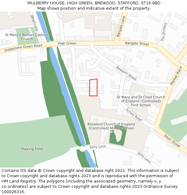 MULBERRY HOUSE, HIGH GREEN, BREWOOD, STAFFORD, ST19 9BD: Location map and indicative extent of plot