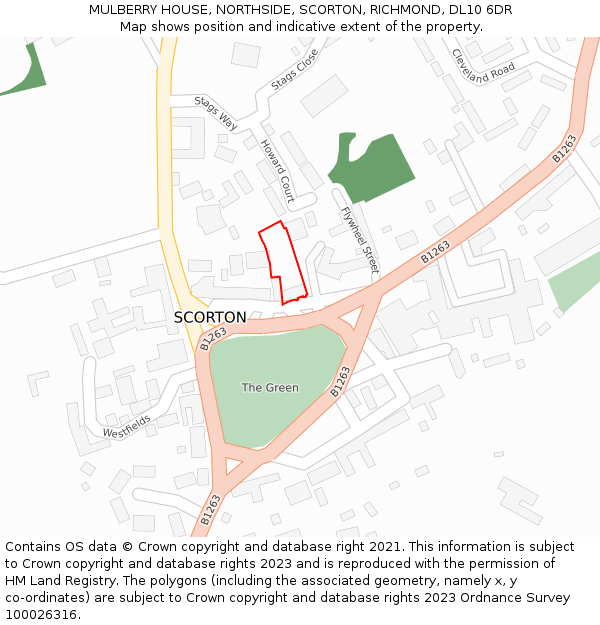 MULBERRY HOUSE, NORTHSIDE, SCORTON, RICHMOND, DL10 6DR: Location map and indicative extent of plot