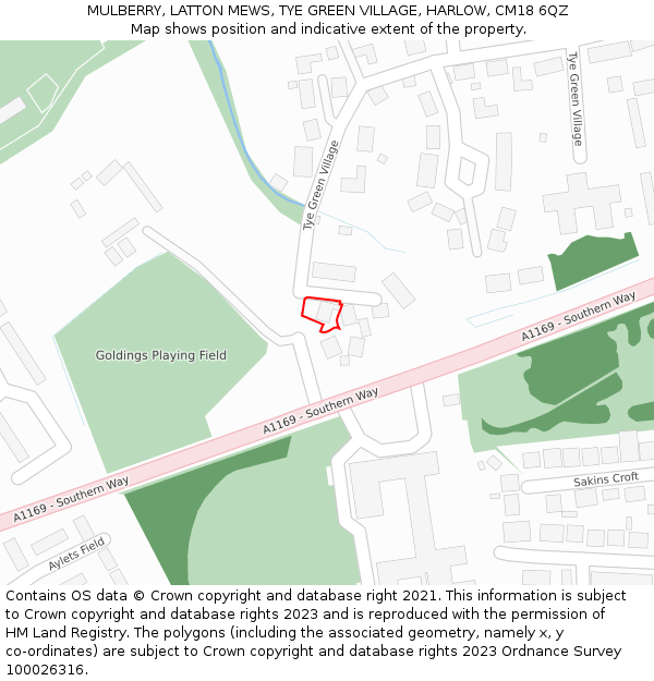 MULBERRY, LATTON MEWS, TYE GREEN VILLAGE, HARLOW, CM18 6QZ: Location map and indicative extent of plot