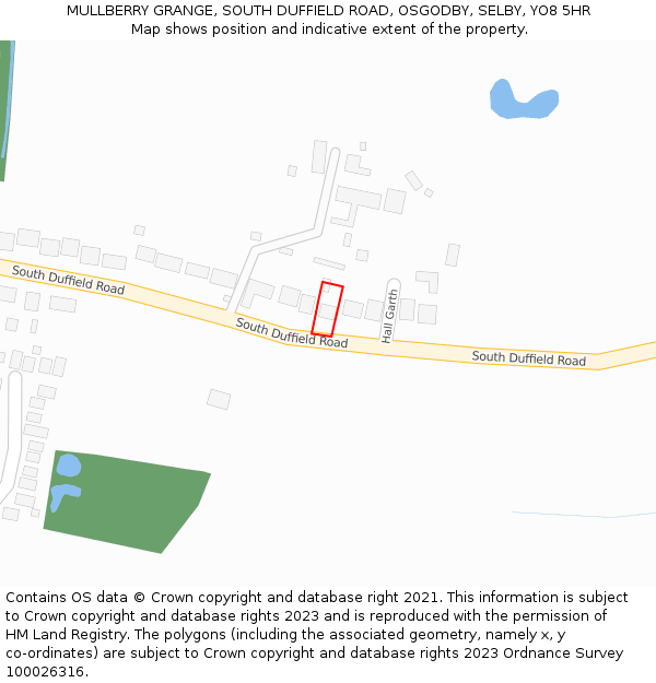 MULLBERRY GRANGE, SOUTH DUFFIELD ROAD, OSGODBY, SELBY, YO8 5HR: Location map and indicative extent of plot