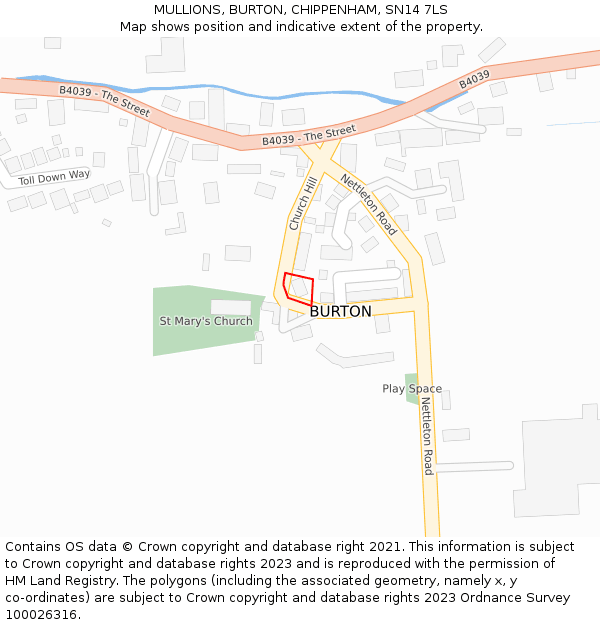 MULLIONS, BURTON, CHIPPENHAM, SN14 7LS: Location map and indicative extent of plot