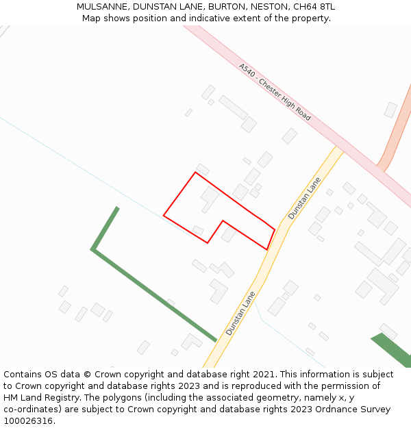 MULSANNE, DUNSTAN LANE, BURTON, NESTON, CH64 8TL: Location map and indicative extent of plot