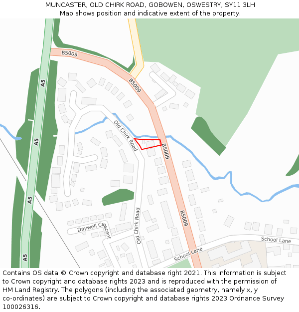 MUNCASTER, OLD CHIRK ROAD, GOBOWEN, OSWESTRY, SY11 3LH: Location map and indicative extent of plot