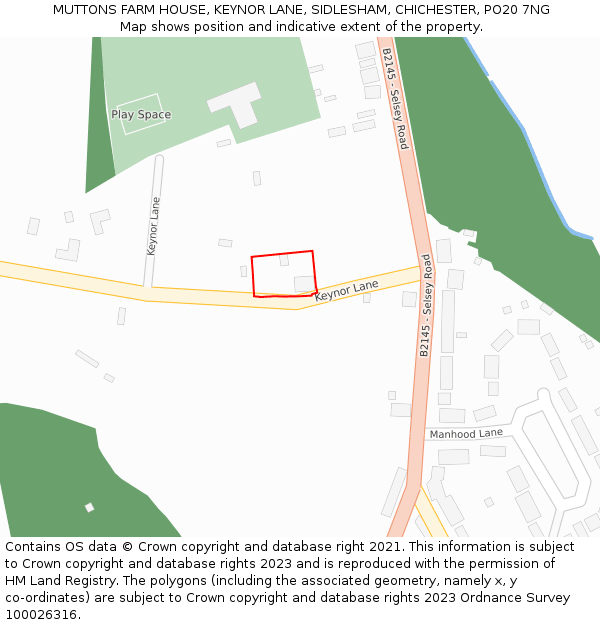 MUTTONS FARM HOUSE, KEYNOR LANE, SIDLESHAM, CHICHESTER, PO20 7NG: Location map and indicative extent of plot