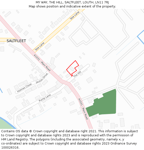 MY WAY, THE HILL, SALTFLEET, LOUTH, LN11 7RJ: Location map and indicative extent of plot