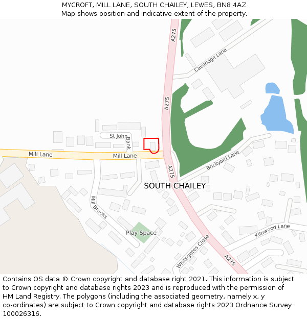 MYCROFT, MILL LANE, SOUTH CHAILEY, LEWES, BN8 4AZ: Location map and indicative extent of plot