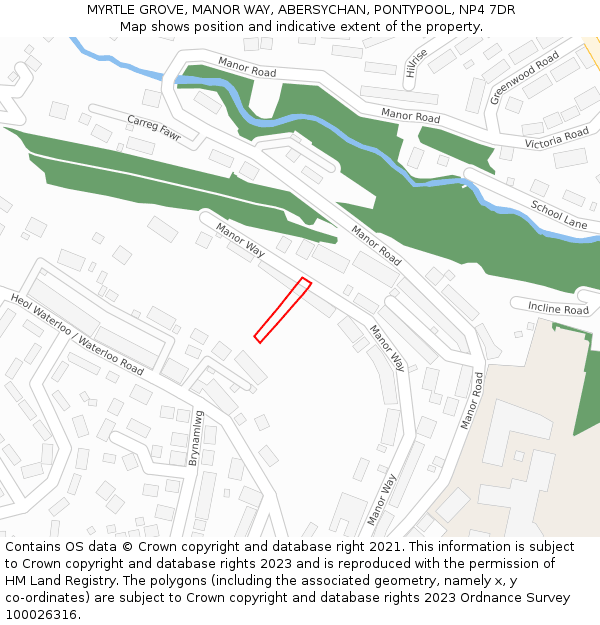 MYRTLE GROVE, MANOR WAY, ABERSYCHAN, PONTYPOOL, NP4 7DR: Location map and indicative extent of plot