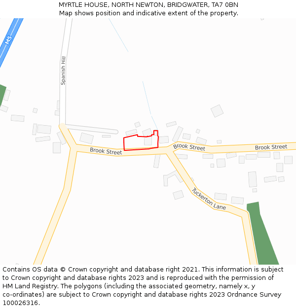 MYRTLE HOUSE, NORTH NEWTON, BRIDGWATER, TA7 0BN: Location map and indicative extent of plot