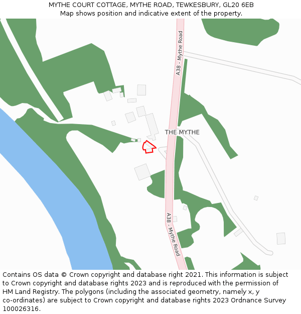 MYTHE COURT COTTAGE, MYTHE ROAD, TEWKESBURY, GL20 6EB: Location map and indicative extent of plot