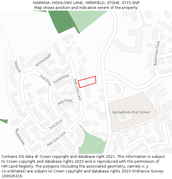 NAIRANA, HIGHLOWS LANE, YARNFIELD, STONE, ST15 0NP: Location map and indicative extent of plot