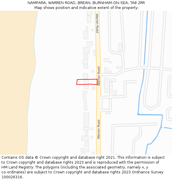 NAMPARA, WARREN ROAD, BREAN, BURNHAM-ON-SEA, TA8 2RR: Location map and indicative extent of plot