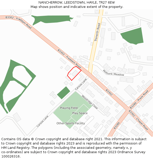 NANCHERROW, LEEDSTOWN, HAYLE, TR27 6EW: Location map and indicative extent of plot