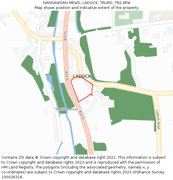 NANSAWSAN MEWS, LADOCK, TRURO, TR2 4PW: Location map and indicative extent of plot
