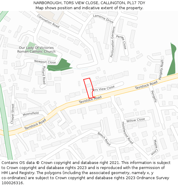 NARBOROUGH, TORS VIEW CLOSE, CALLINGTON, PL17 7DY: Location map and indicative extent of plot